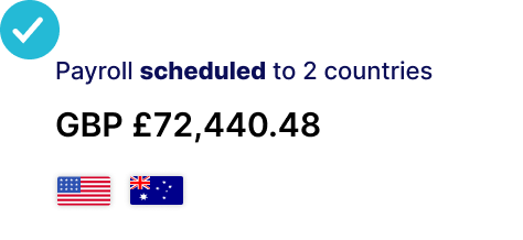 Global payroll payment confirmation for successful cross-border employee salary transfer
